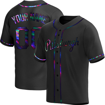 Replica Custom Men's Pittsburgh Pirates Black Holographic Alternate Jersey