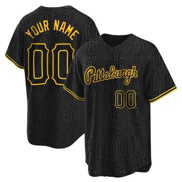 Replica Custom Men's Pittsburgh Pirates Black Snake Skin City Jersey