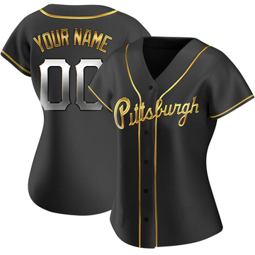 Replica Custom Women's Pittsburgh Pirates Black Golden Alternate Jersey