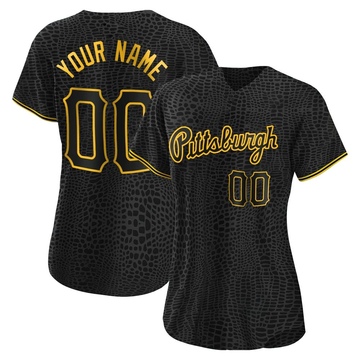 Replica Custom Women's Pittsburgh Pirates Black Snake Skin City Jersey