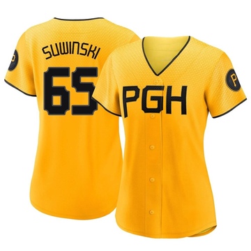 Jack Suwinski 65 Pittsburgh Pirates 2023 Season Gold Baseball Jersey Print Fan Made S5xl 3XL | MusicInk