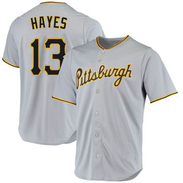 Nike Youth Replica Pittsburgh Pirates Ke'Bryan Hayes #13 Cool Base Black  Jersey